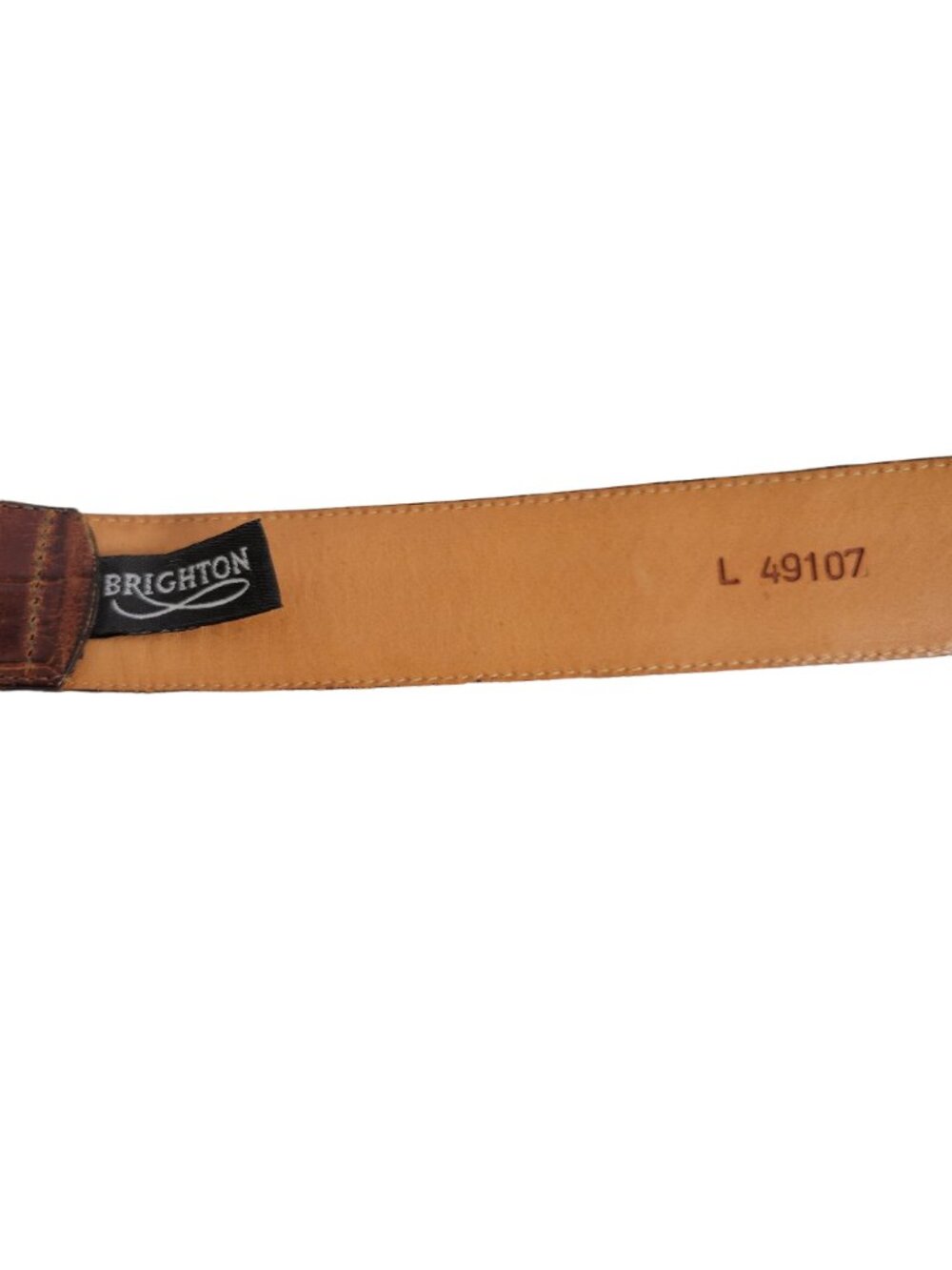 Brighton Womens Size L Belt 1993 Saddle Leather Etched Buckle Loops 49107 Brown - Picture 5 of 10